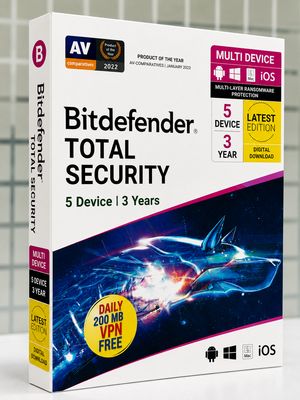 5 User, 3 Year, Bitdefender Total Security (200MB VPN) 5 User, 3 Year, Bitdefender Total Security (200MB VPN)