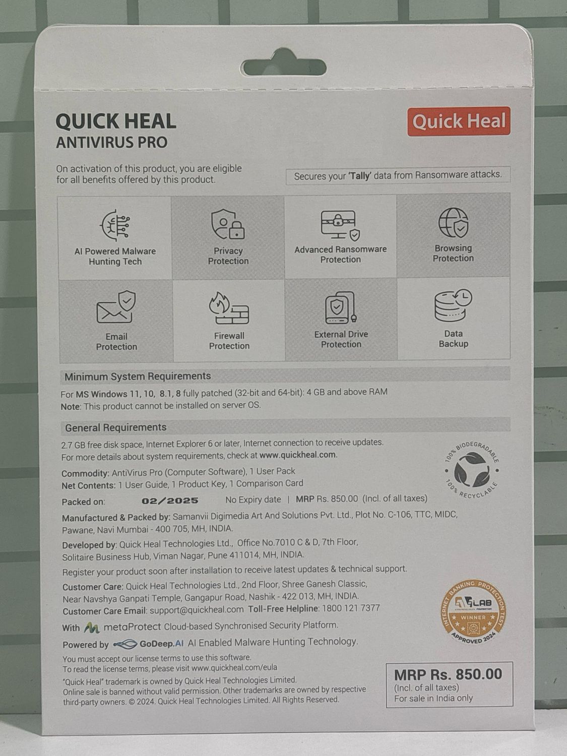 New, 1 User, 1 Year, Quick Heal Antivirus Pro New, 1 User, 1 Year, Quick Heal Antivirus Pro