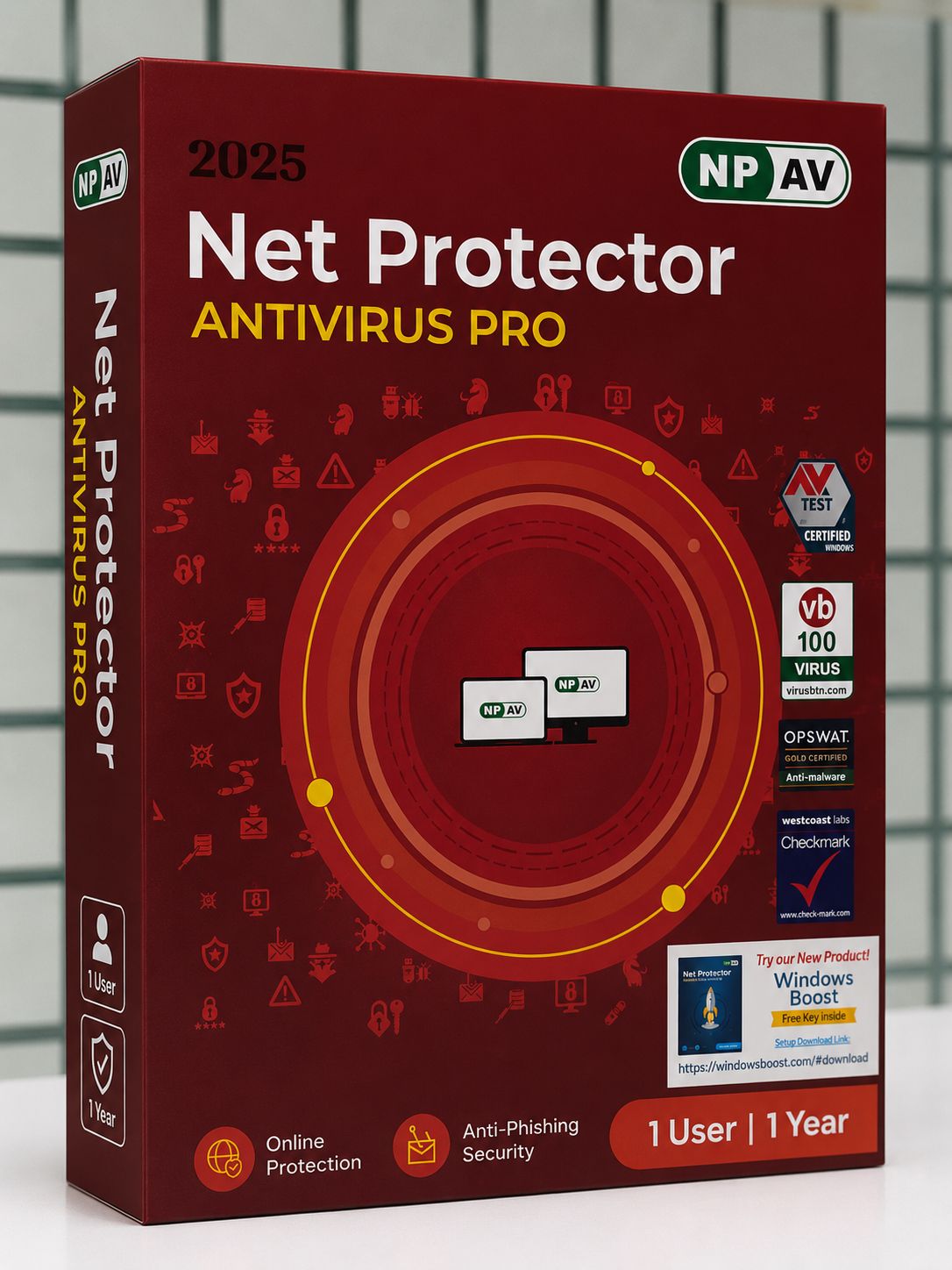 New, 1 User, 1 Year, Net Protector Antivirus Pro