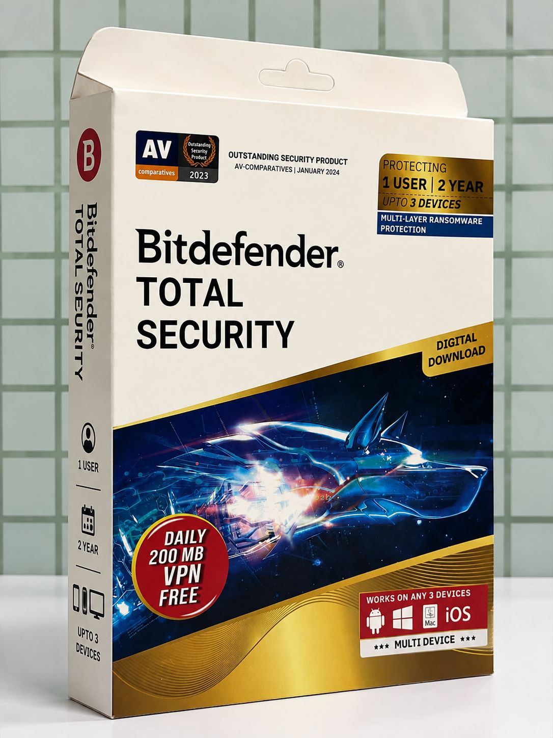 New 3pc 2yr Bitdefender Total Security (VPN)