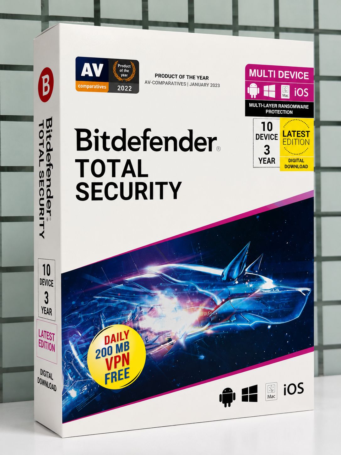 10 User, 3 Year, Bitdefender Total Security (200MB VPN)