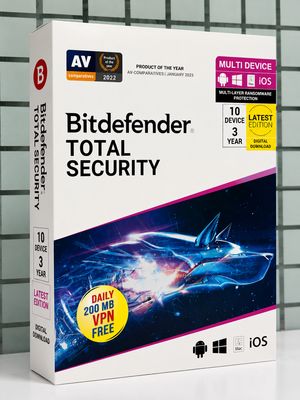 10 User, 3 Year, Bitdefender Total Security (200MB VPN)
