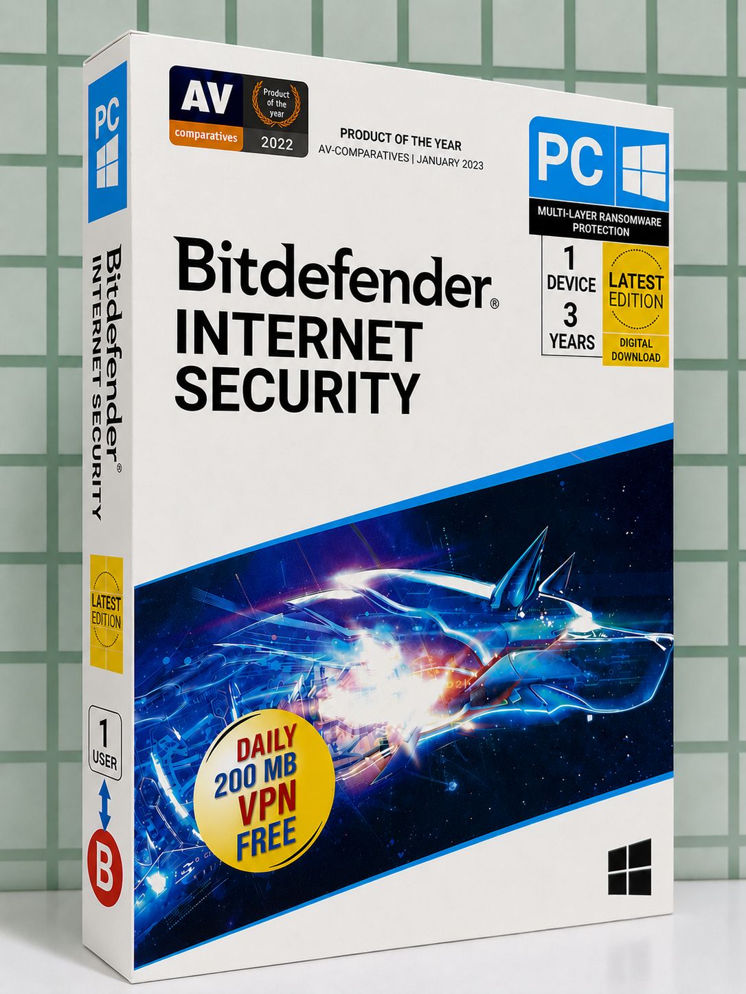 New 1pc 3yr Bitdefender Internet Security (VPN)