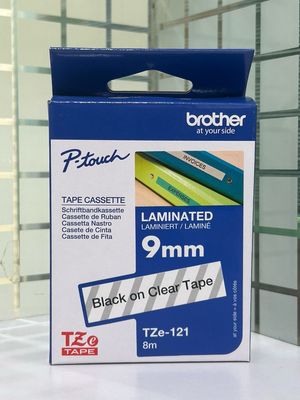 Brother Tze-121 Black on Clear 9mm Label Tape Brother Tze-121 Black on Clear 9mm Label Tape