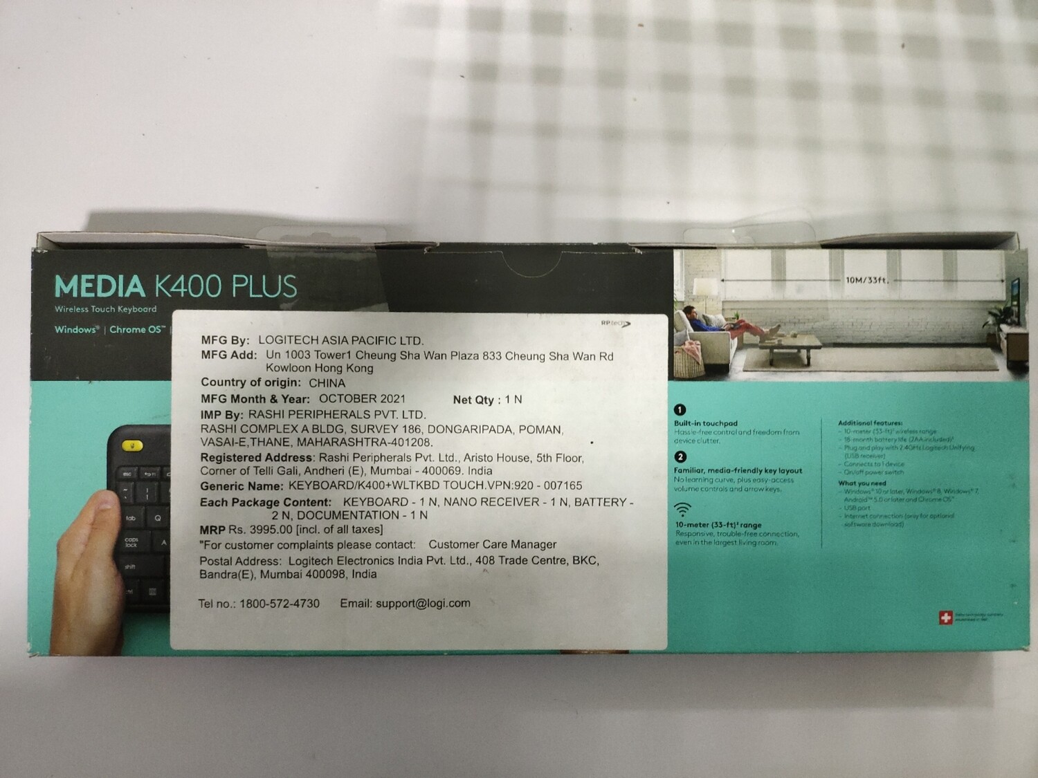 Logitech K400 Plus Wireless Touch Keyboard