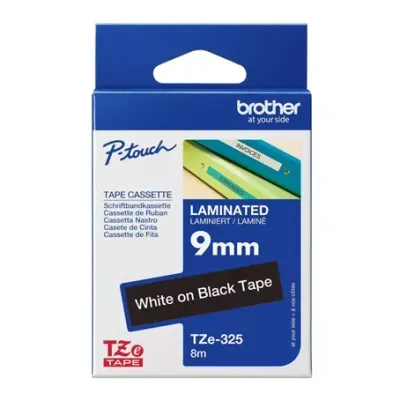 Brother Tze-325 Label Tape, 9mm White on Black Brother Tze-325 Label Tape, 9mm White on Black