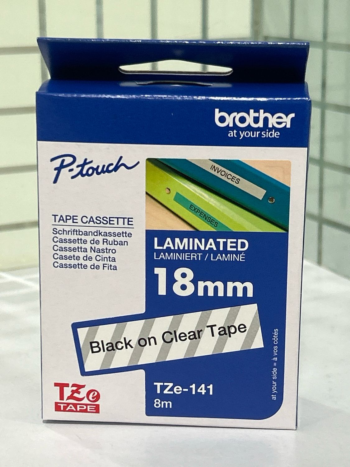 Brother Tze-141 Black on Clear 18mm Label Tape Brother Tze-141 Black on Clear 18mm Label Tape