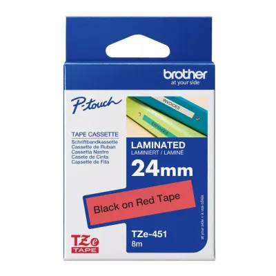 Brother Tze-451 Black on Red 24mm Label Tape Brother Tze-451 Black on Red 24mm Label Tape