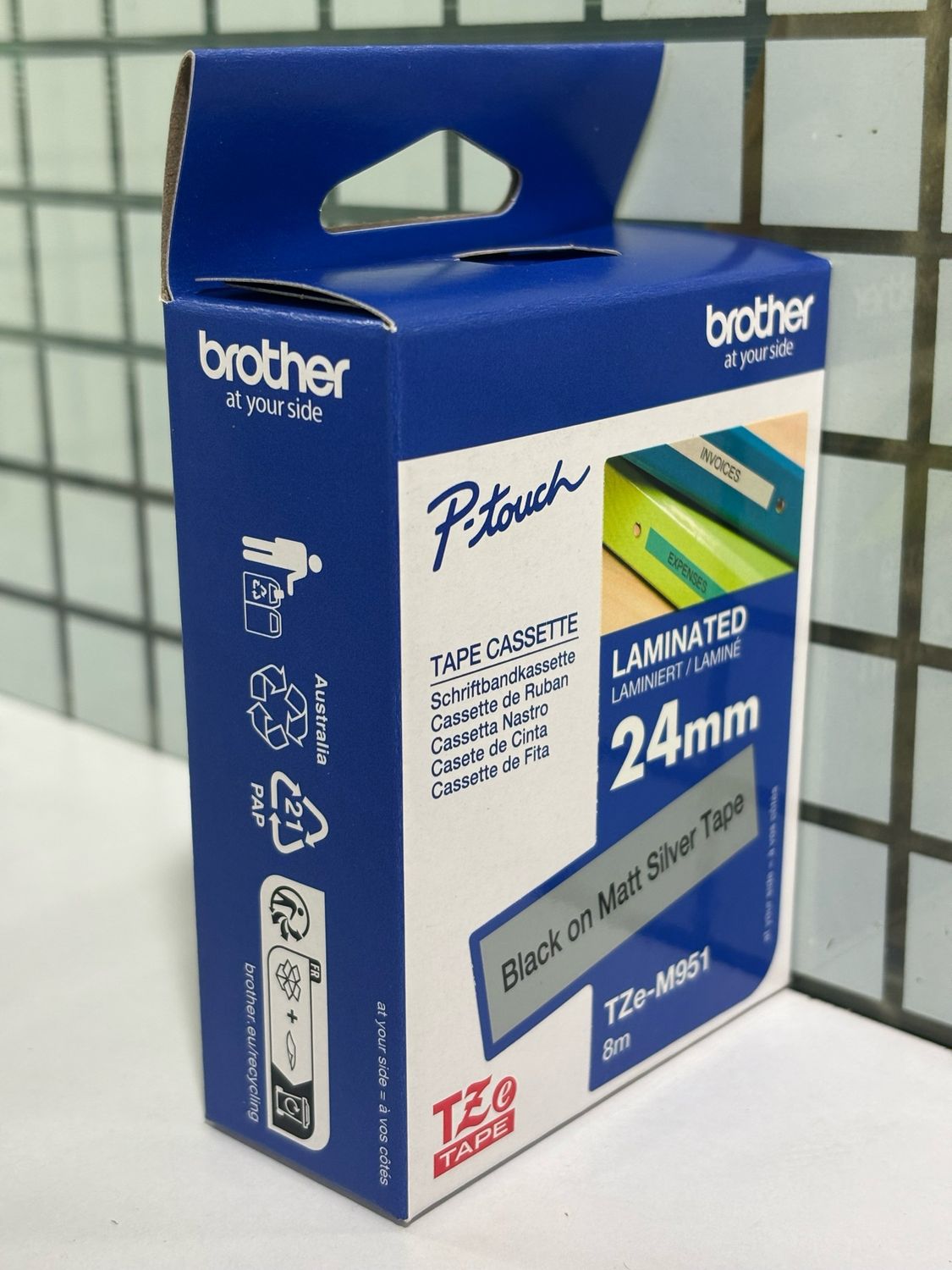 Brother Tze-M951 Black on Silver Matt, 24mm Label Tape