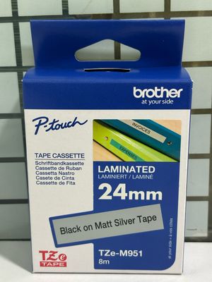 Brother Tze-M951 Black on Silver Matt, 24mm Label Tape