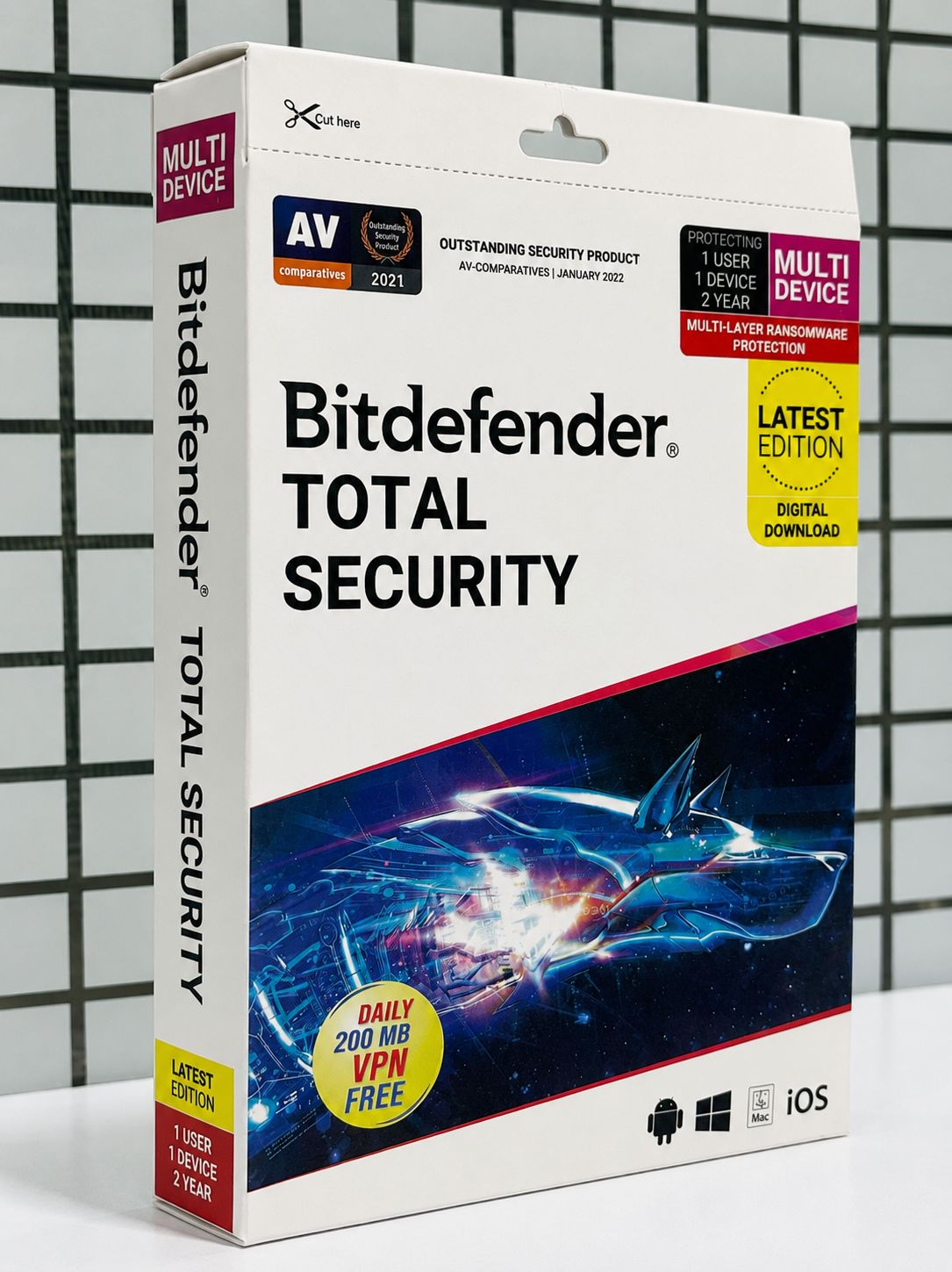 Renewal, 1 User, 2 Year, Bitdefender Total Security (200MB VPN)