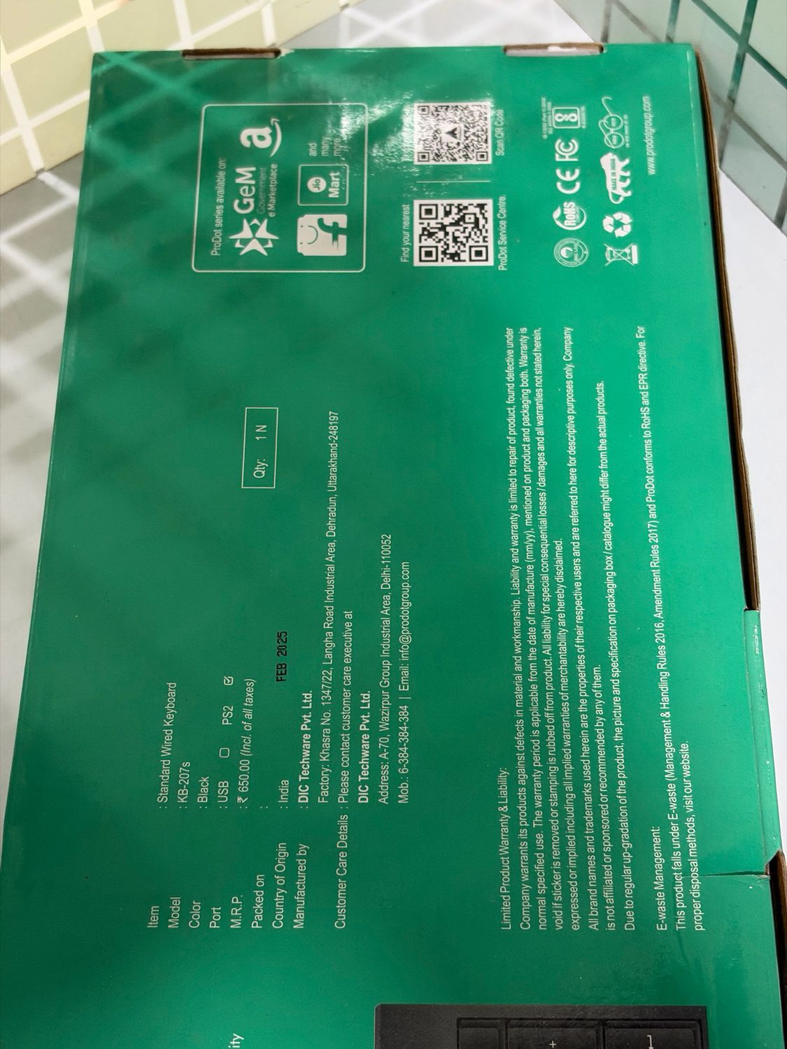 Prodot Ps/2 Wired Keyboard (KB207s)