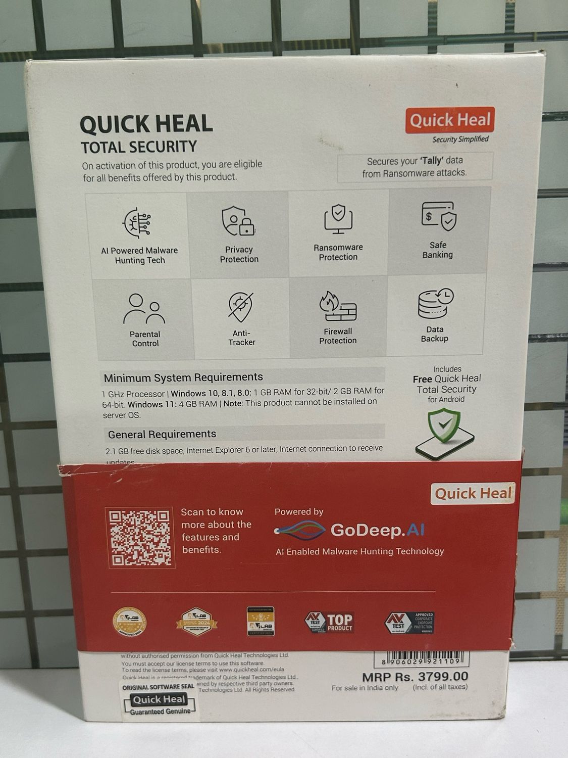 (New) 1 User, 3 Year, Quick Heal Total Security