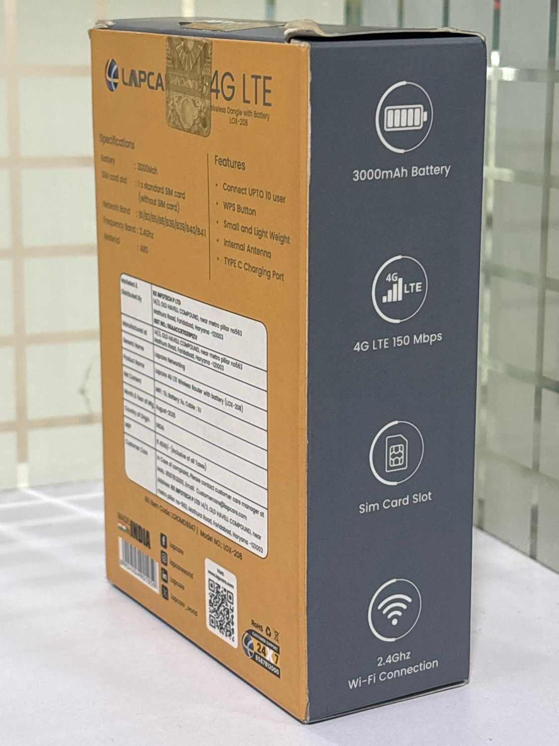 Lapcare LTE Pocket Wi-Fi Hotspot ( LOX-208 )