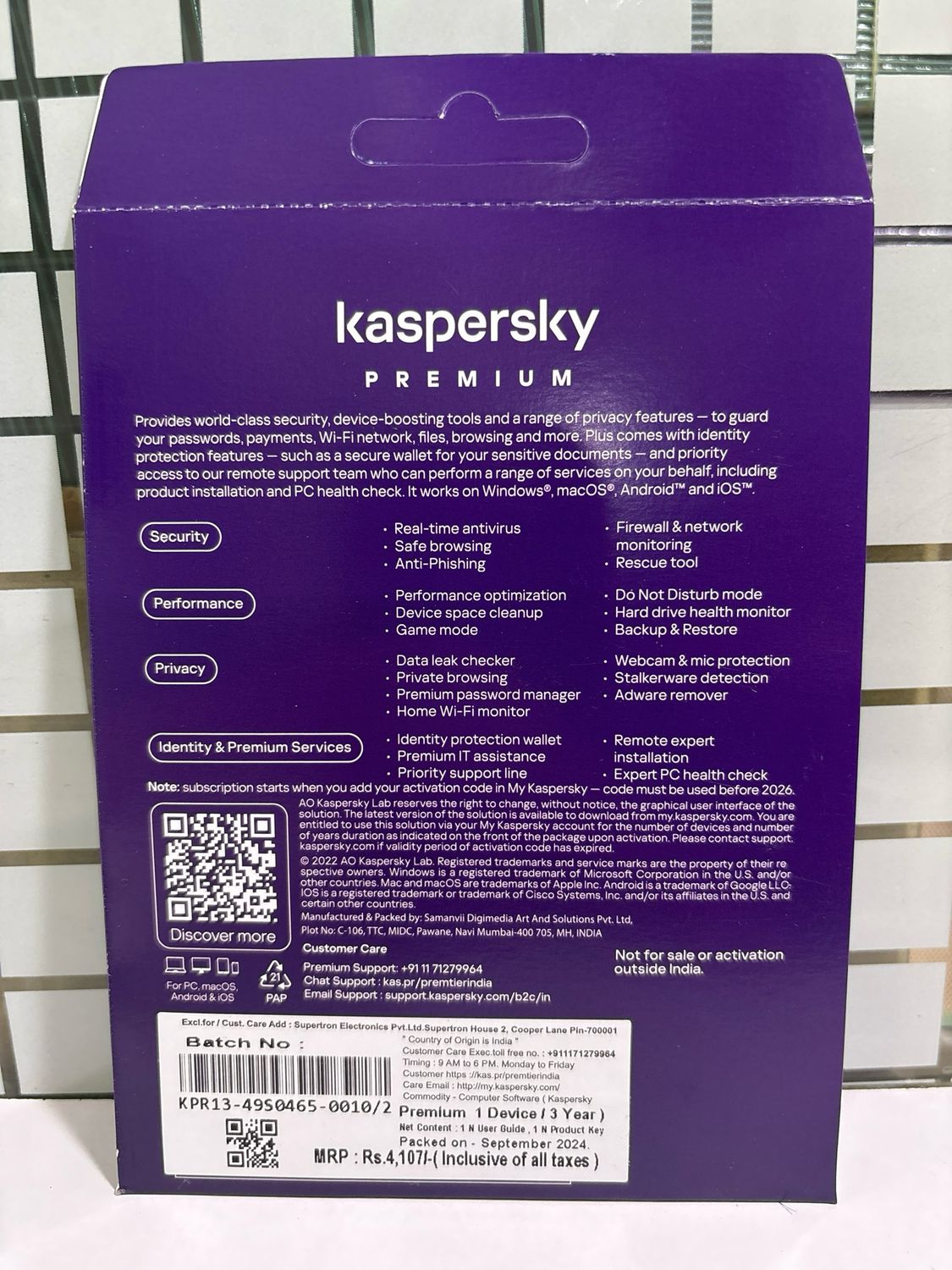 Renewal, 1 User, 3 Year, Kaspersky Premium