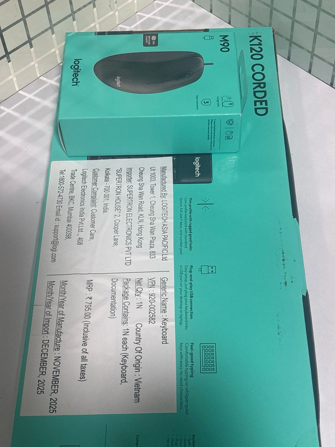 Logitech K120/M90 USB Keyboard Mouse