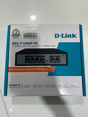 D-Link DES-F1006P-FE 4 100Mbps 250m PoE Switch with 2 100Mbps Uplink