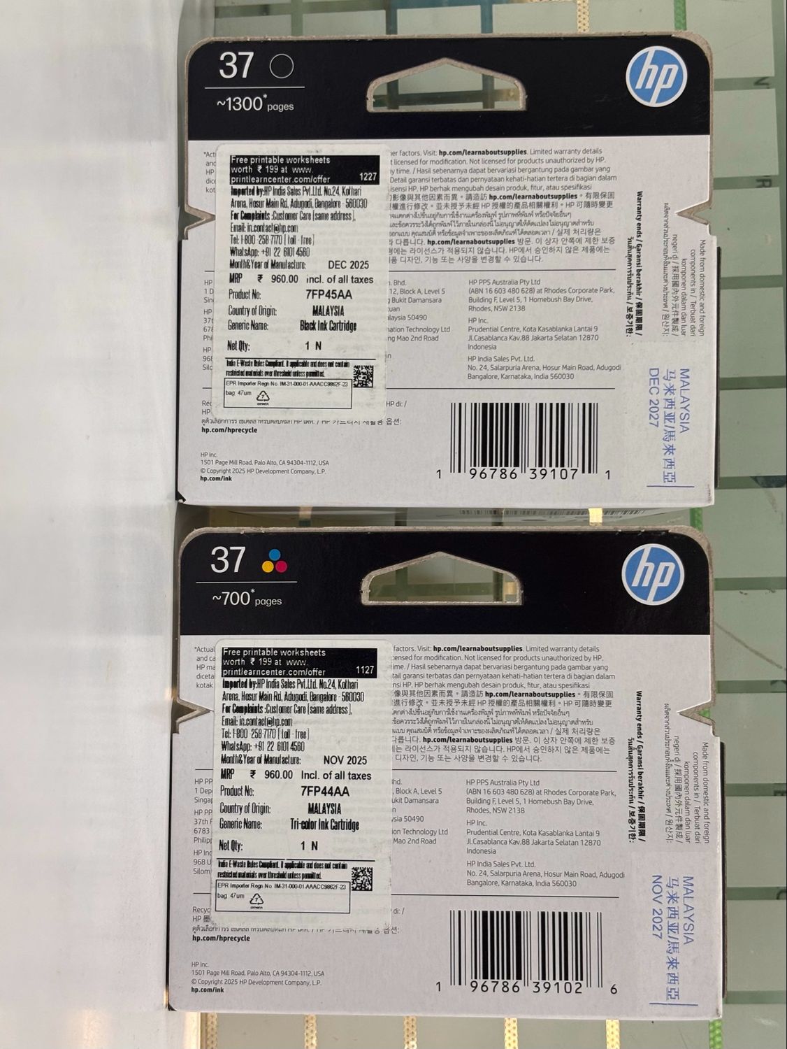 HP 37 Black &amp; Tri-Colour (5127, 5827, 5130, 5170, 5180)