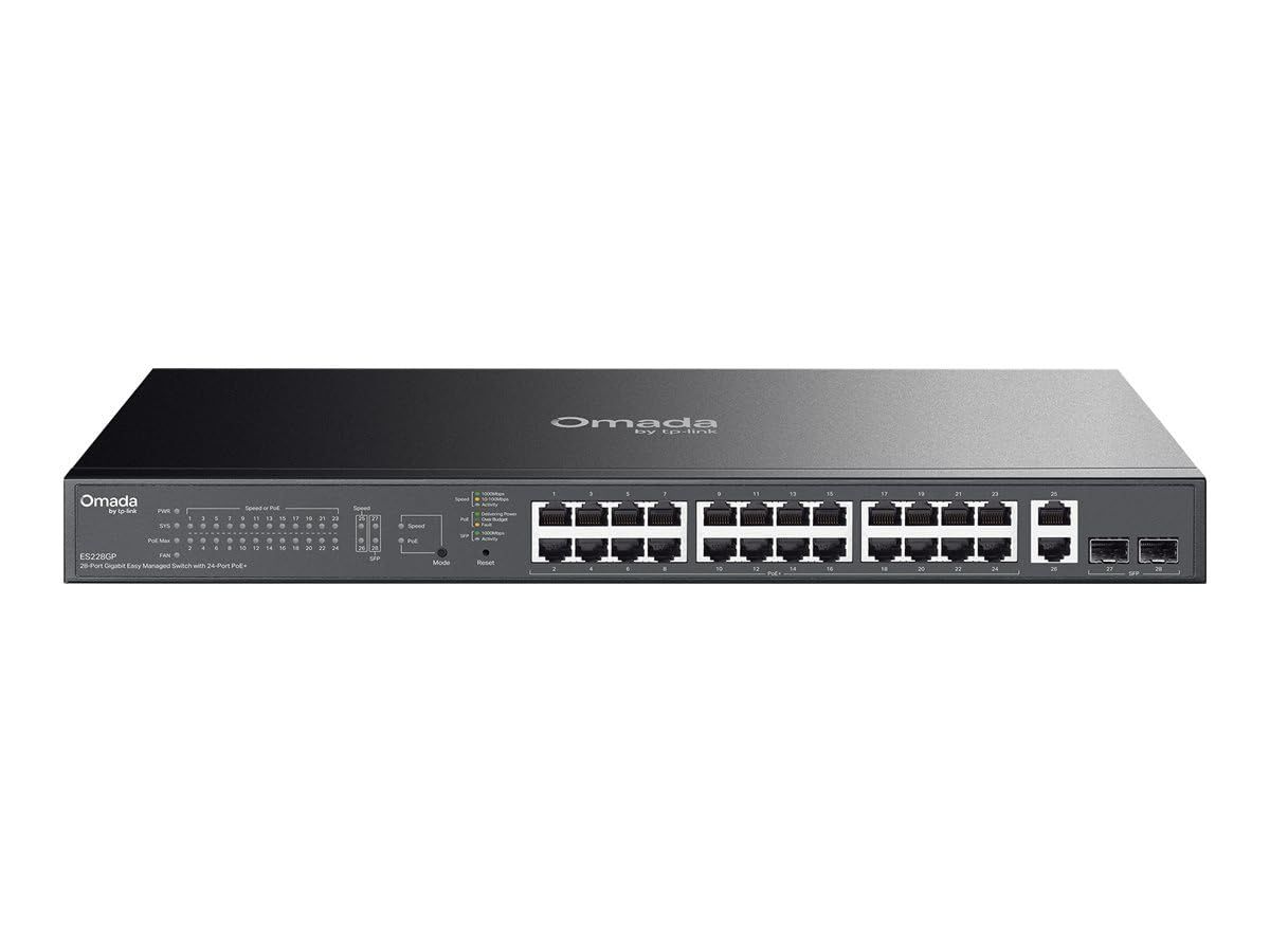 TP-Link ES228GP Omada 28-Port Gigabit Easy Managed Switch with 24-Port PoE+ TP-Link ES228GP Omada 28-Port Gigabit Easy Managed Switch with 24-Port PoE+