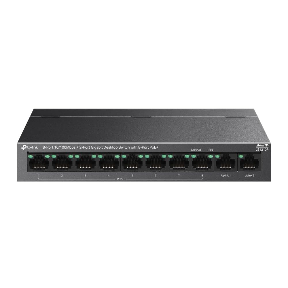 TP-Link LS1210P 10-Port Desktop Network Switch with 8-Port PoE+ TP-Link LS1210P 10-Port Desktop Network Switch with 8-Port PoE+