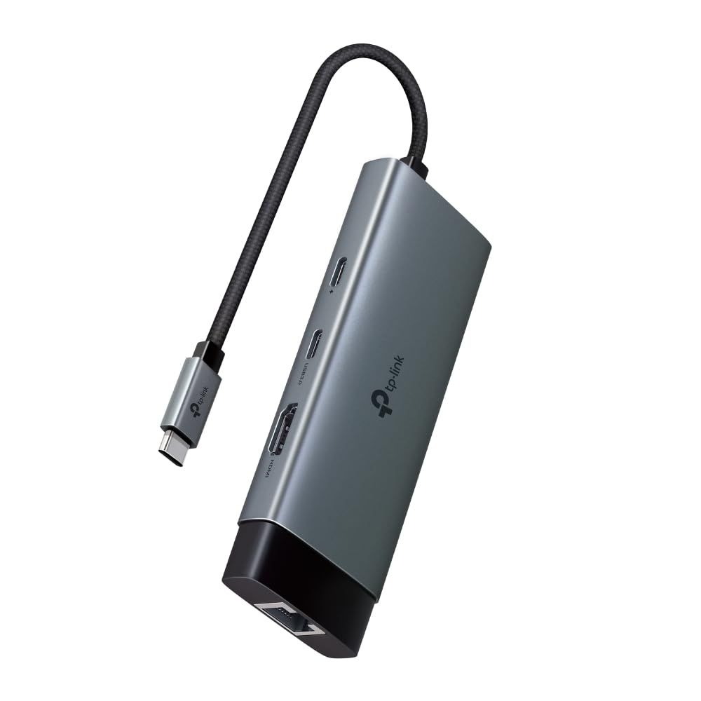 TP-Link USB Type-C 6-Port Hub with a 4K@60Hz HDMI, 1 Gbps ethernet, 1× USB-C Data Ports, 2× USB-A Data Ports, Powerful 100W Fast Charging, Stable Connection, Plug & Play (UH6120C)