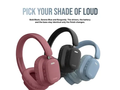 Noise Airwave Max 2, 50H Battery, 40mm Driver, Deep Bass, 3Preset EQ Modes , Dual Pairing Bluetooth Headset