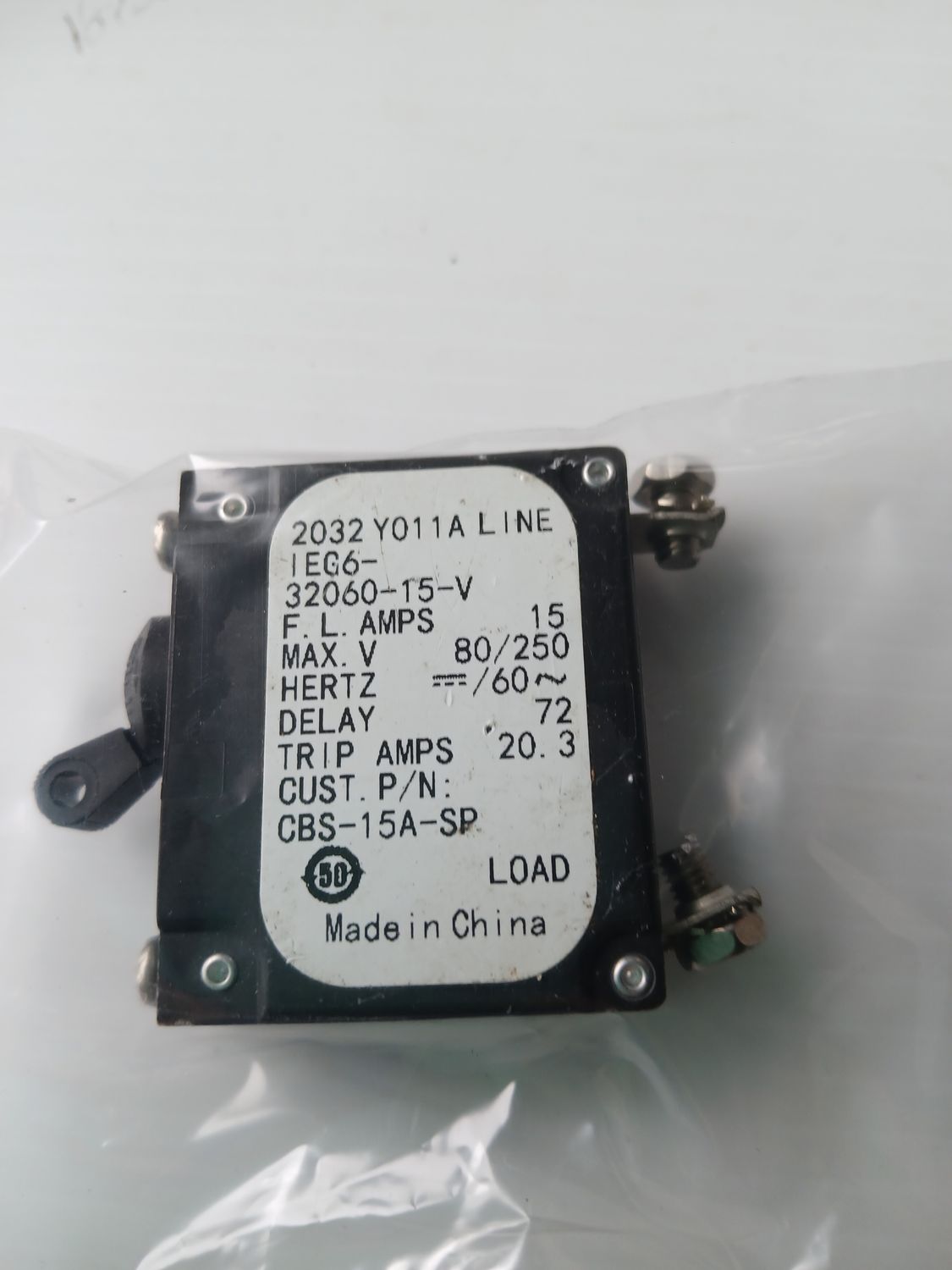 AIRPAX Circuit Breaker 15Amp  IEG6-32060-15-V