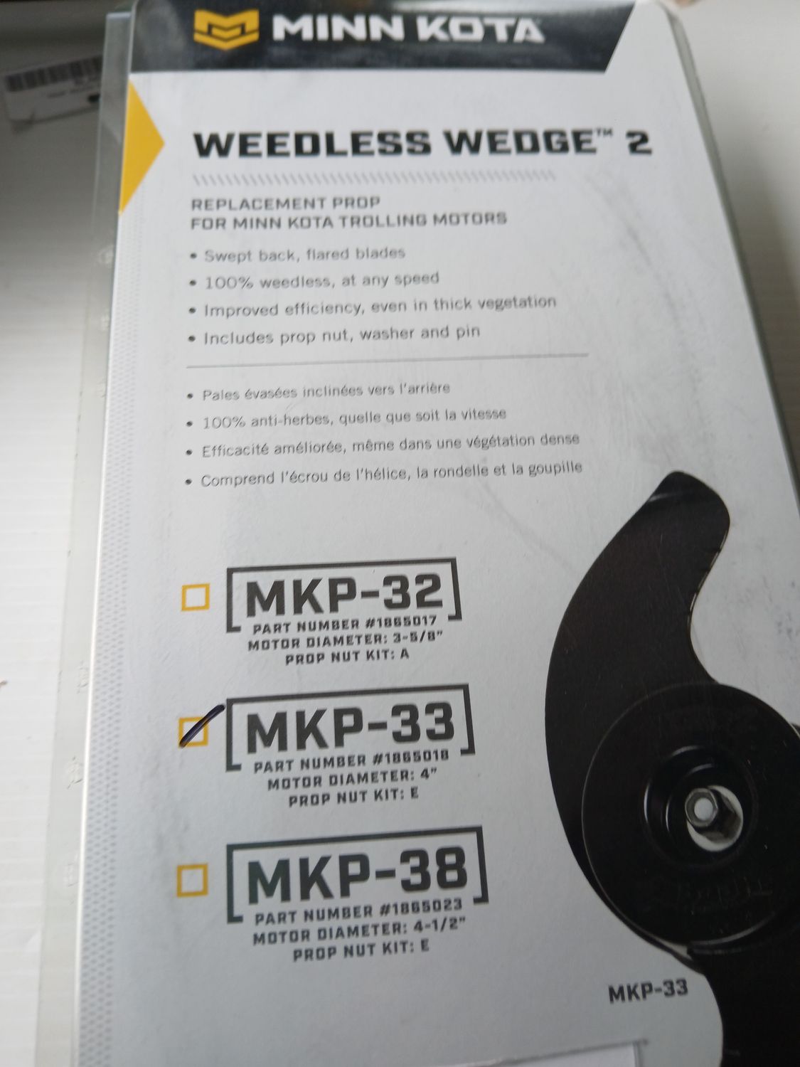 Minnkota Weedless Wedge 2 Propeller  MKP-33