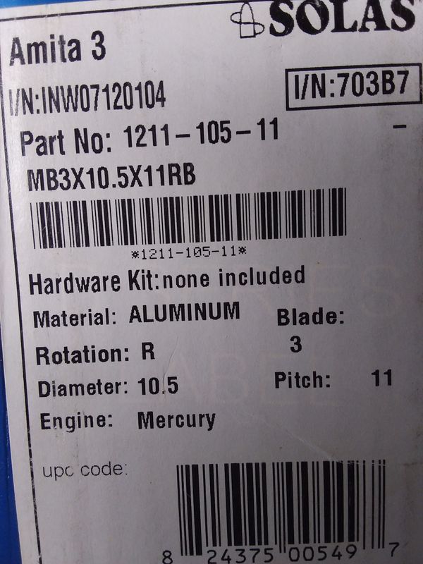 Solas/Mercury MB 3 Blade Alloy. 1211-105-11