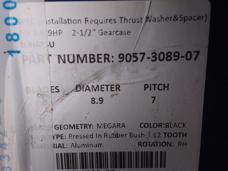 Mercury 3 Blade Alloy Propeller. 9057-3089-07.
