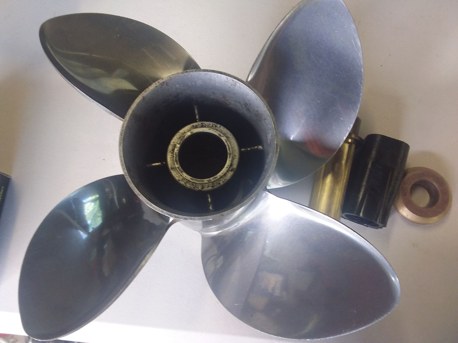 Evinrude/Johnson Ex-trial 4 Blade Stainless Steel Propeller. 0177230