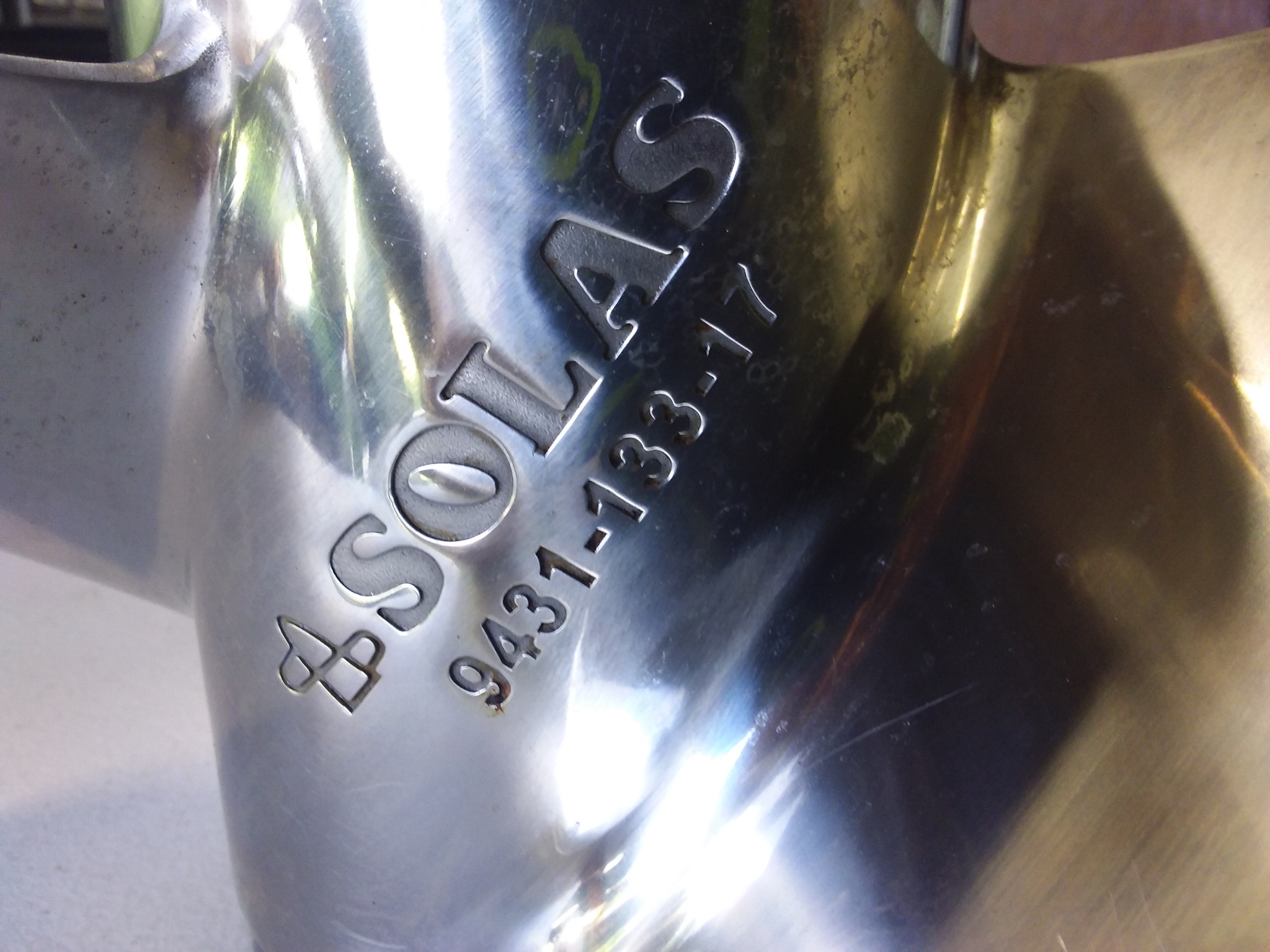 Solas Ex-trial RBX 3 Blade Stainless Steel Propeller. 0431-133-17
