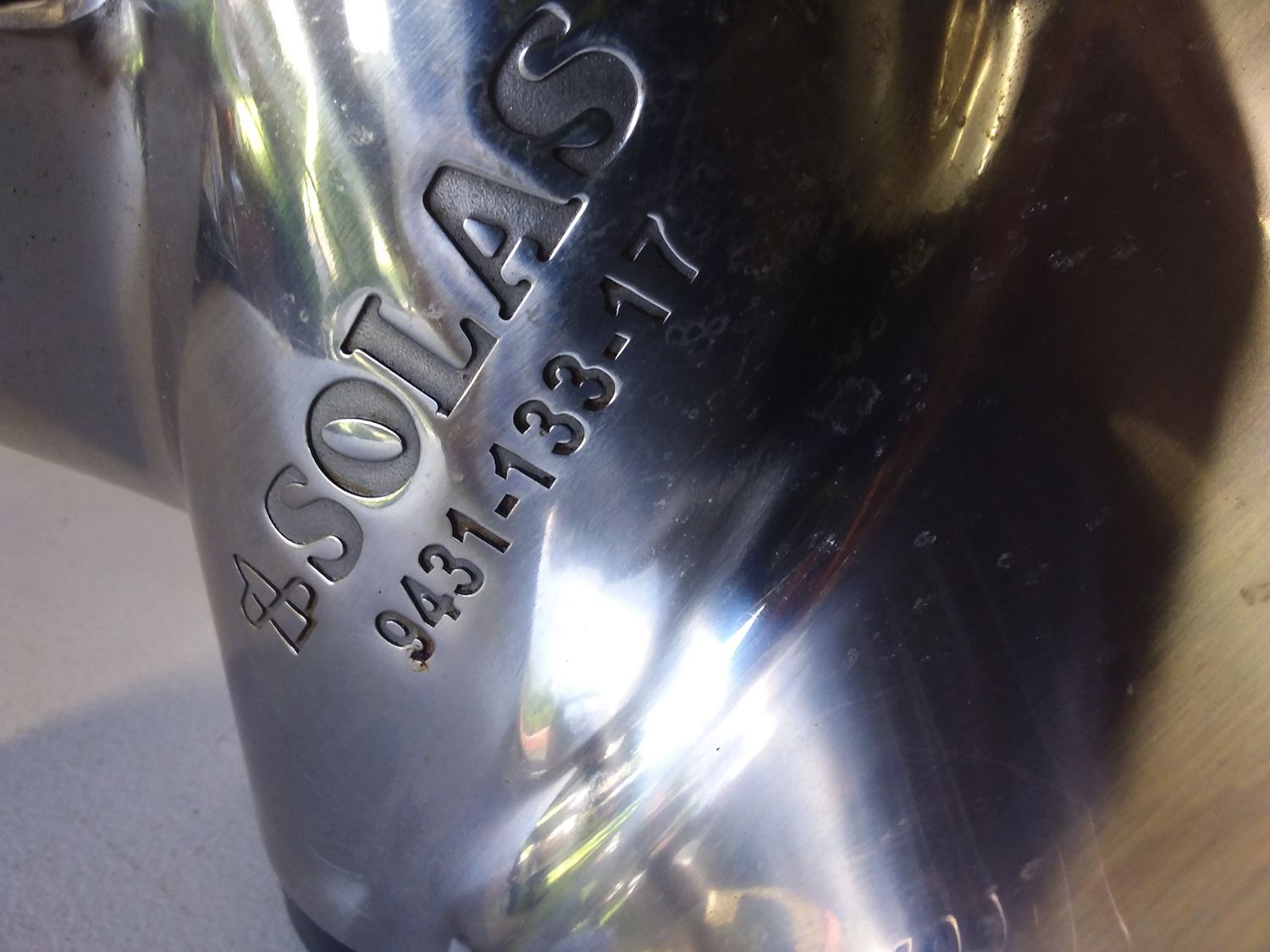 Solas Ex-trial  TBX 3 Blade Stainless Steel Propeller. 9431-133-17.