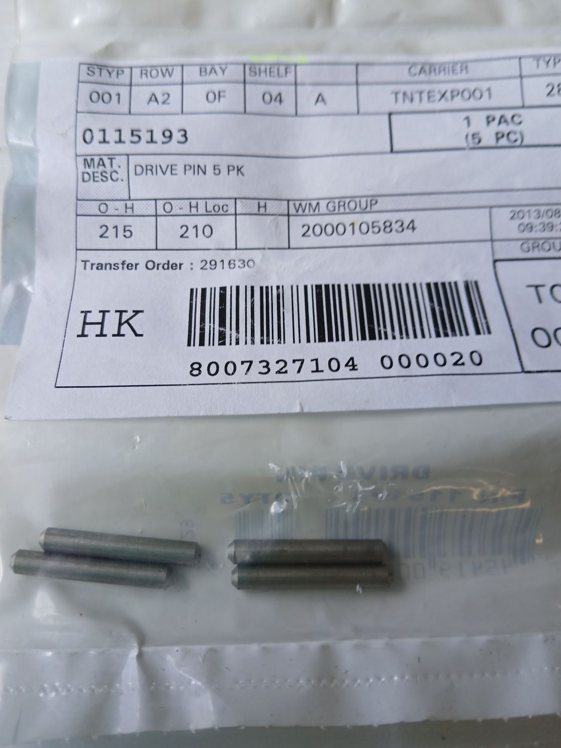 Drive Pin, Pack of 4  0115193