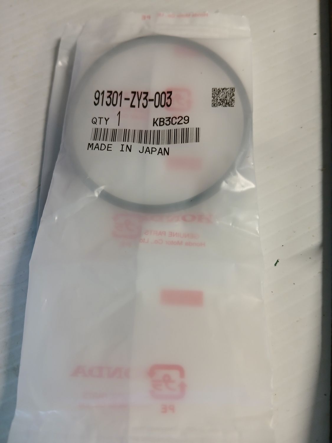 Oring  66.4 x 3.1,  91301-ZY3-003