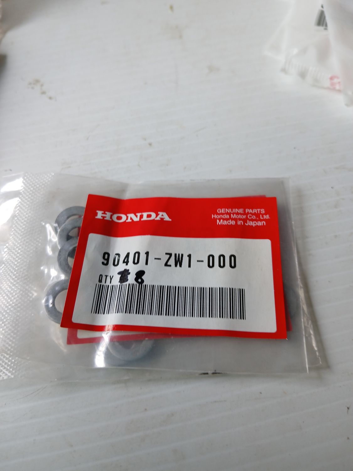 Washer 8mm, Pack of 8, 90401-ZW1-000