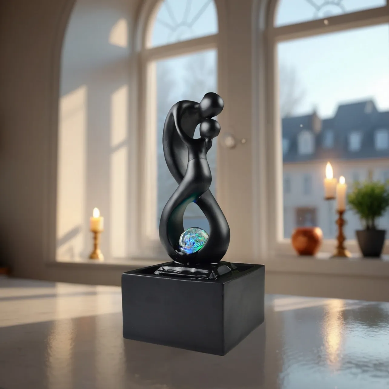 Moderne fontein Amor Noir - liefde, licht &amp; strak design