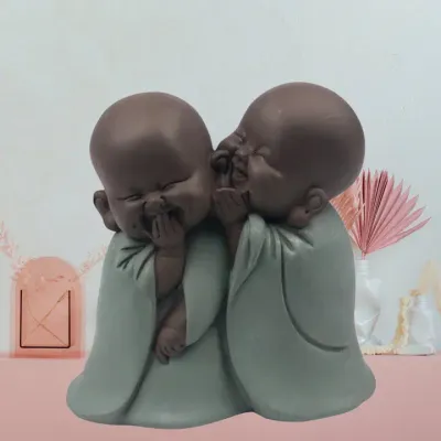 Boeddhabeeld Monze whisper - Twee fluisterende boeddha&#39;s vol rust &amp; vreugde