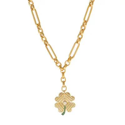 Ketting klavertje vier - goudkleurig &amp; symbool van geluk