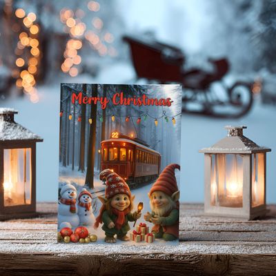 E-card Trolls &amp; Christmas train