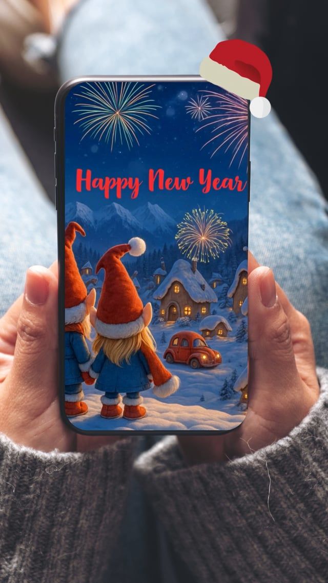 E-card Trolls &amp; Fireworks- Magische digitale kerstkaart met muziek en animatie voor nieuwjaar