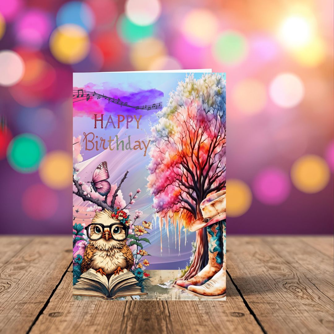 Printable verjaardagskaart- fantasierijk en dromerig