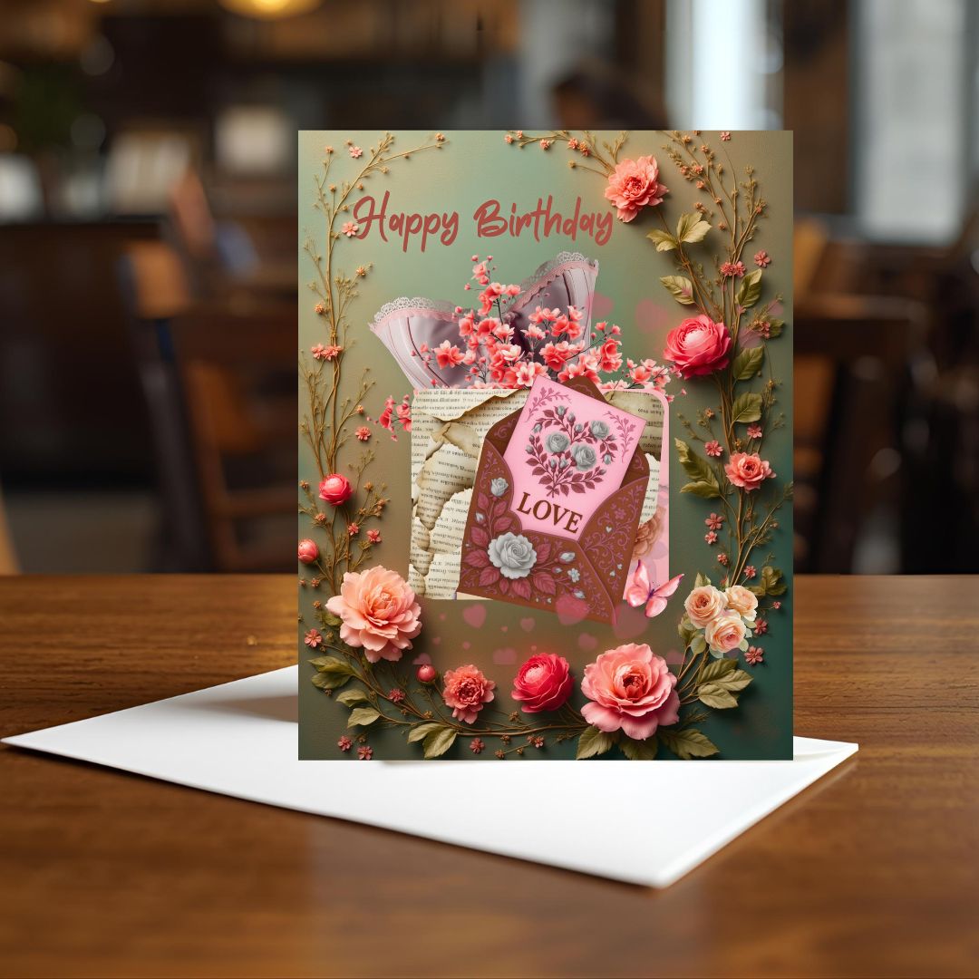 Printable verjaardagskaart - Vintage