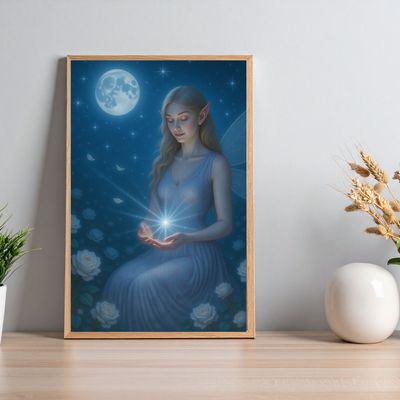 Afdrukbare spirituele kaart - Lichtelf van het maanlicht
