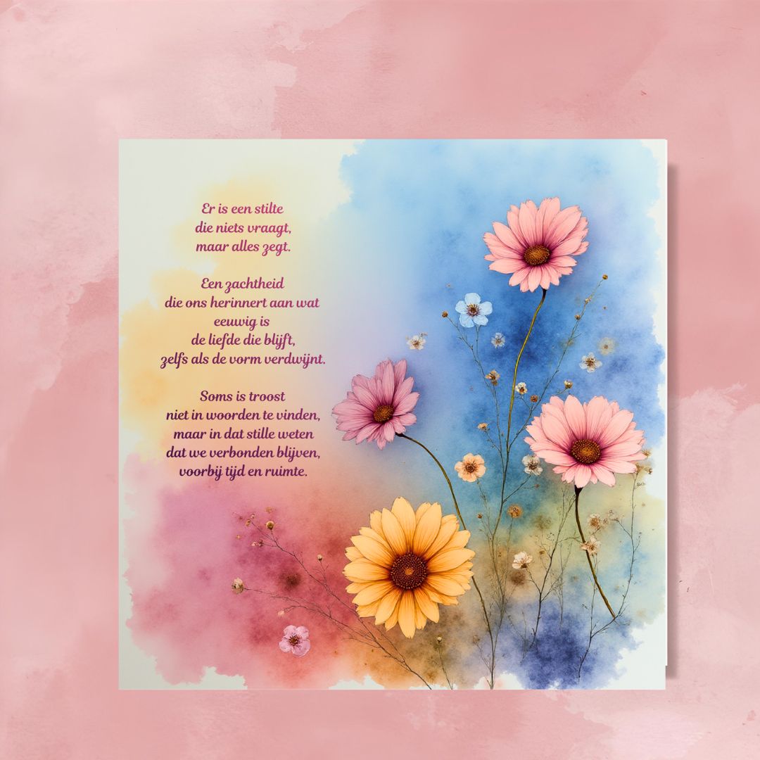 Rouwkaart 14 x 14 cm – Met witte envelop | Troost in een kwetsbare tijd