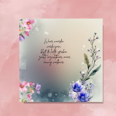 Rouwkaart 14 x 14 cm met tekst – Inclusief witte envelop | Professioneel gedrukt