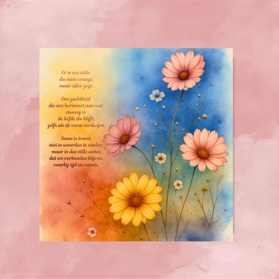 Rouwkaart 14 x 14 cm met tekst – Inclusief envelop & gratis verzending Rouwkaart 14 x 14 cm met tekst – Inclusief envelop & gratis verzending