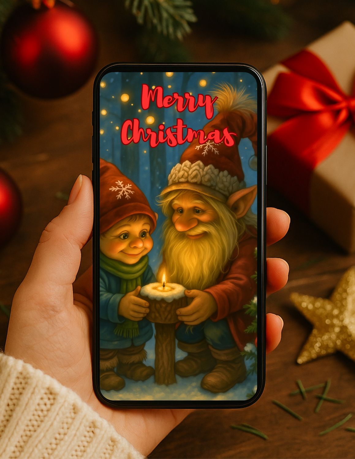 E-card Trolls &amp; Candlelight - Magische digitale kerstkaart met muziek en animatie