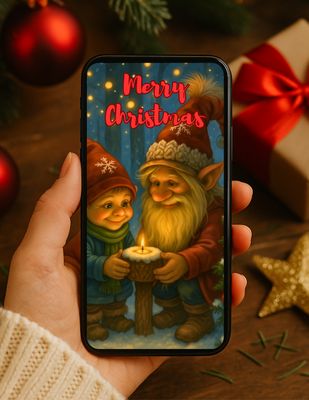E-card Trolls &amp; Candlelight - Magische digitale kerstkaart met muziek en animatie