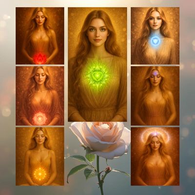 Zeven chakra vrouwen in hoge resolutie PNG voor meditatie &amp; innerlijke balans